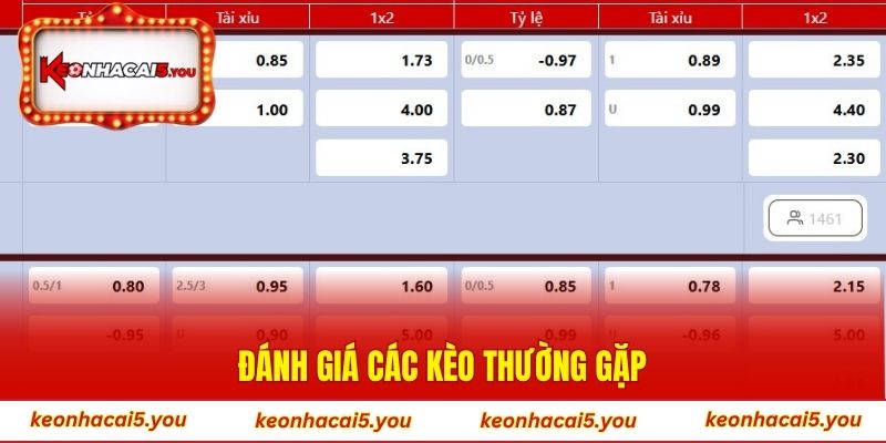 Đánh giá các kèo thường gặp