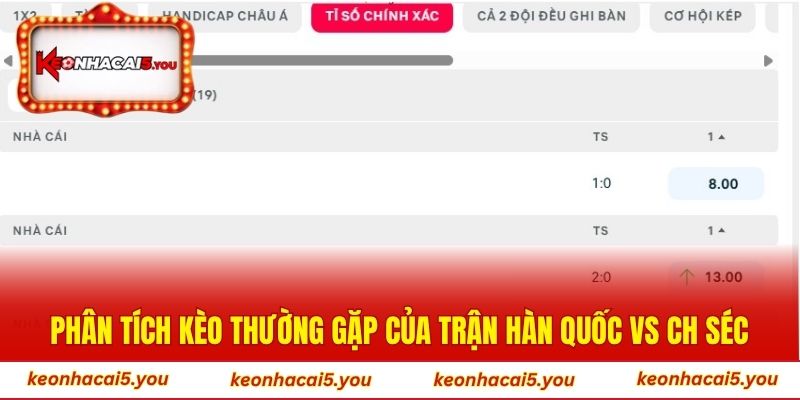 Phân tích kèo thường gặp của trận Hàn Quốc vs CH Séc