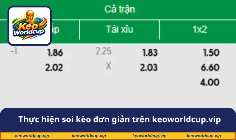 Thực hiện soi kèo đơn giản trên keoworldcup.vip